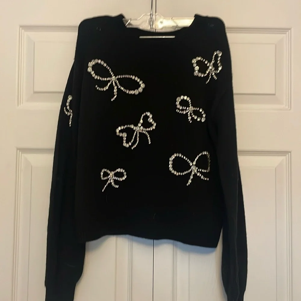Kate Spade Rhinestone Bow Toss Sweater. Size small. Good condition. - Picture 1 of 5